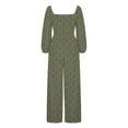thumbnail image 4 of CaiJunJia Women's One Piece Jumpsuits Dressy Casual Long Sleeve Elastic Waist Pockets Wide Leg Long Pants Rompers, 4 of 5