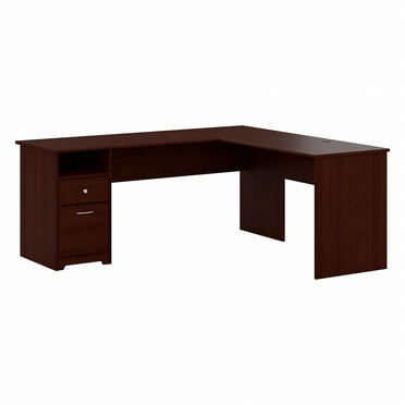 Bush Furniture Cabot 72" L Shaped Desk with Storage, Harvest Cherry