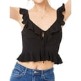 thumbnail image 1 of Women Strap V Neck Cut Out Open Back Ruffle Trim Tank Top, 1 of 6