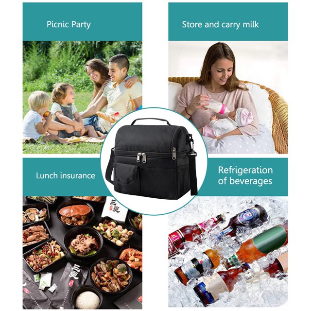 Bolsas De Pícnic Bolsas de almuerzo Oxford, cesta de almacenamiento fresca y duradera, accesorios para exteriores (negro) Sywqhk Para Estrenar