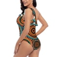 thumbnail image 4 of Sikiie African Tribal Style Print Women One Piece Swimsuits Tummy Control One Shoulder Bathing Suits Ruffle Swimwear, From S to XXL-X-Large, 4 of 6