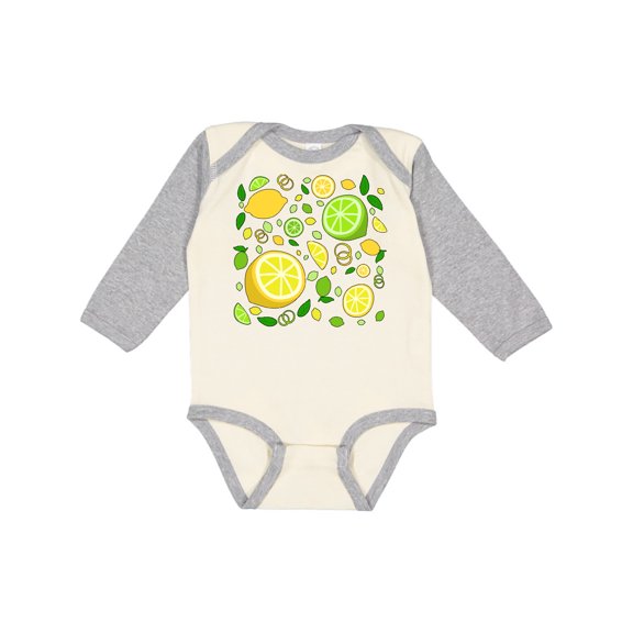 Inktastic Lots of Lemons and Limes Citrus Fun Boys or Girls Long Sleeve Baby Bodysuit
