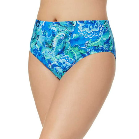 Ralph Lauren Women Plus Size High-Waist Bikini Bottom LR8FJ99W Paisley Blue
