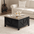 thumbnail image 3 of Alden Design Farmhouse Square Lift Top Coffee Table with Hidden Compartments, Black & Gray, 3 of 9