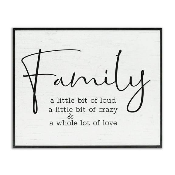 Stupell Industries Loud Crazy Love Family Text & Numbers Painting Black Framed Art Print Wall Art, 14 x 11