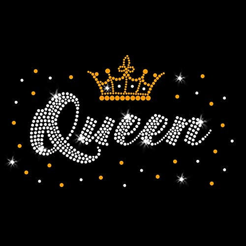 Queen Crown Bling Iron-on Rhinestud and Clear Rhinestone Crystal T-Shirt Transfer by JCS Rhinestones