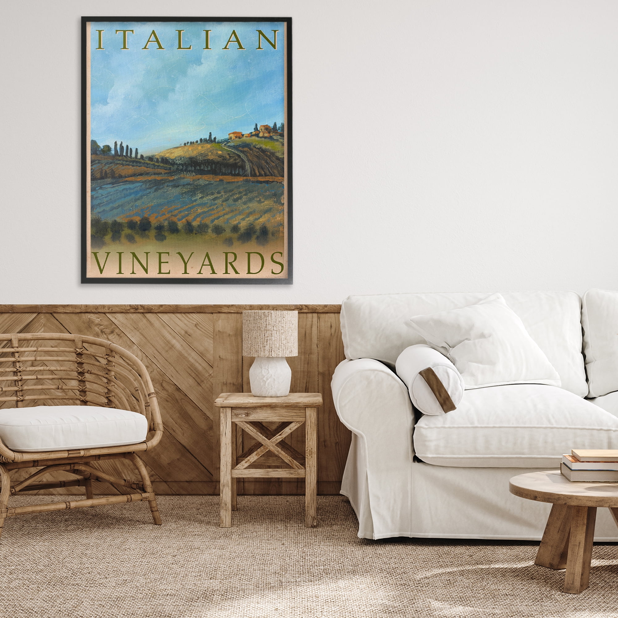 Stupell Industries Italian Vineyards Vintage Poster Black Framed Giclee Art, design by Kingsley