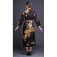 thumbnail image 4 of Bimba Dark Purple Floral Leaves Wreath & Rose Cotton Robe Women Lightweight Printed Crossover Robes Bridesmaid Getting Ready Shirt S, 4 of 5