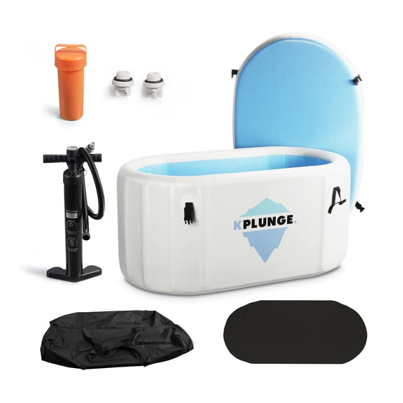Kodiak 1-Person Inflatable Cold Plunge Ice Bath Tub/Hot Tub with PVC Insulated Lid, Hand Pump, and Repair Kit in Gray
