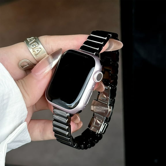 Dwitch Fashion Thin Metal Strap Compatible with Apple Watch Band 42mm(Series 10) 41mm 40mm 38mm, Dressy Metal Chain Butterfly Clasp Strap for iWatch Bands Series 10 9 8 7 6 5 4 SE 3 2 1,Black