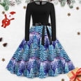 thumbnail image 2 of Robes de Fête de Noël pour Femmes Robe Midi Manches Longues Corsage Froncé Robe Florale pour Fête d'Automne Plage (Taille : 2TG), 2 of 3