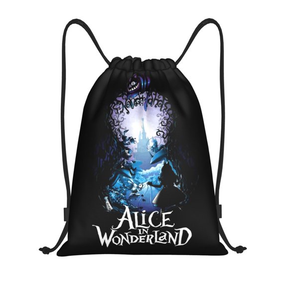 Alice in Wonden-Lan Drawstring Backpack,Sackpack String Bag Water Resistant Beach Bag