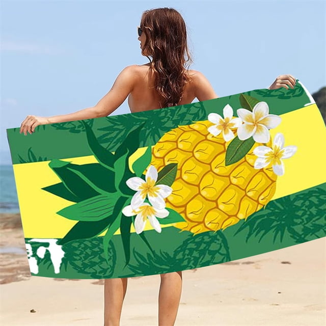 RKSTN Beach Towels Double-Sided Velvet Quick-Drying Beach Towel Yellow (75*150cm) Travel Essentials