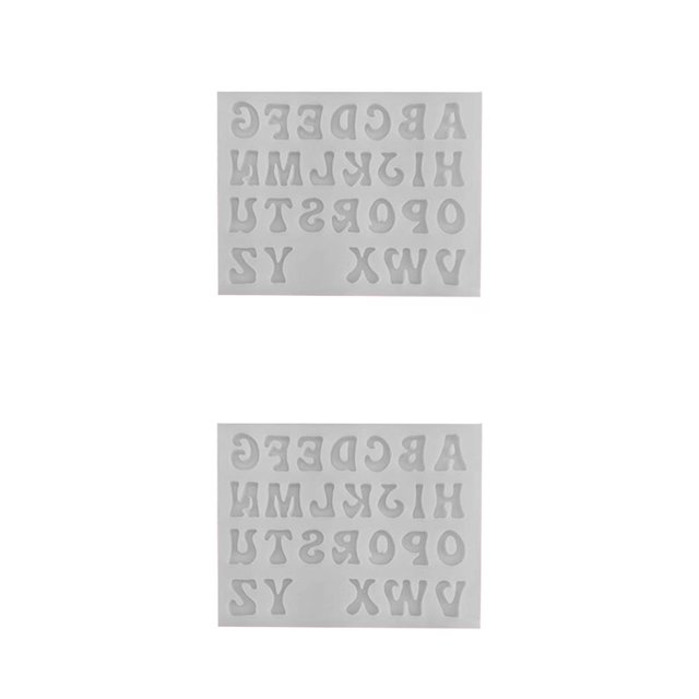 Bearachild Mousse moldes accesorios encantadores A-Z letras en inglés molde en relieve DIY artesanía Candy Casting Die Capital/gris claro Capital/Gris Claro 2piezas