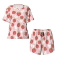 thumbnail image 4 of Naloa Floral Strawberr Women's Short-Sleeved Pajama Set, Loungewear, Summer pajamas, Breathable Cozy - X-Large, 4 of 9