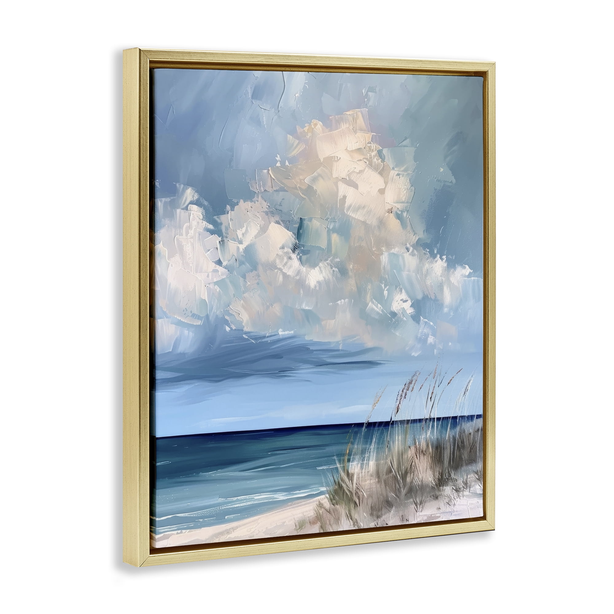 Stupell Industries A Storm Is Coming on Beach Gold Framed Floater Canvas Wall Art, design by Petal Prints Design
