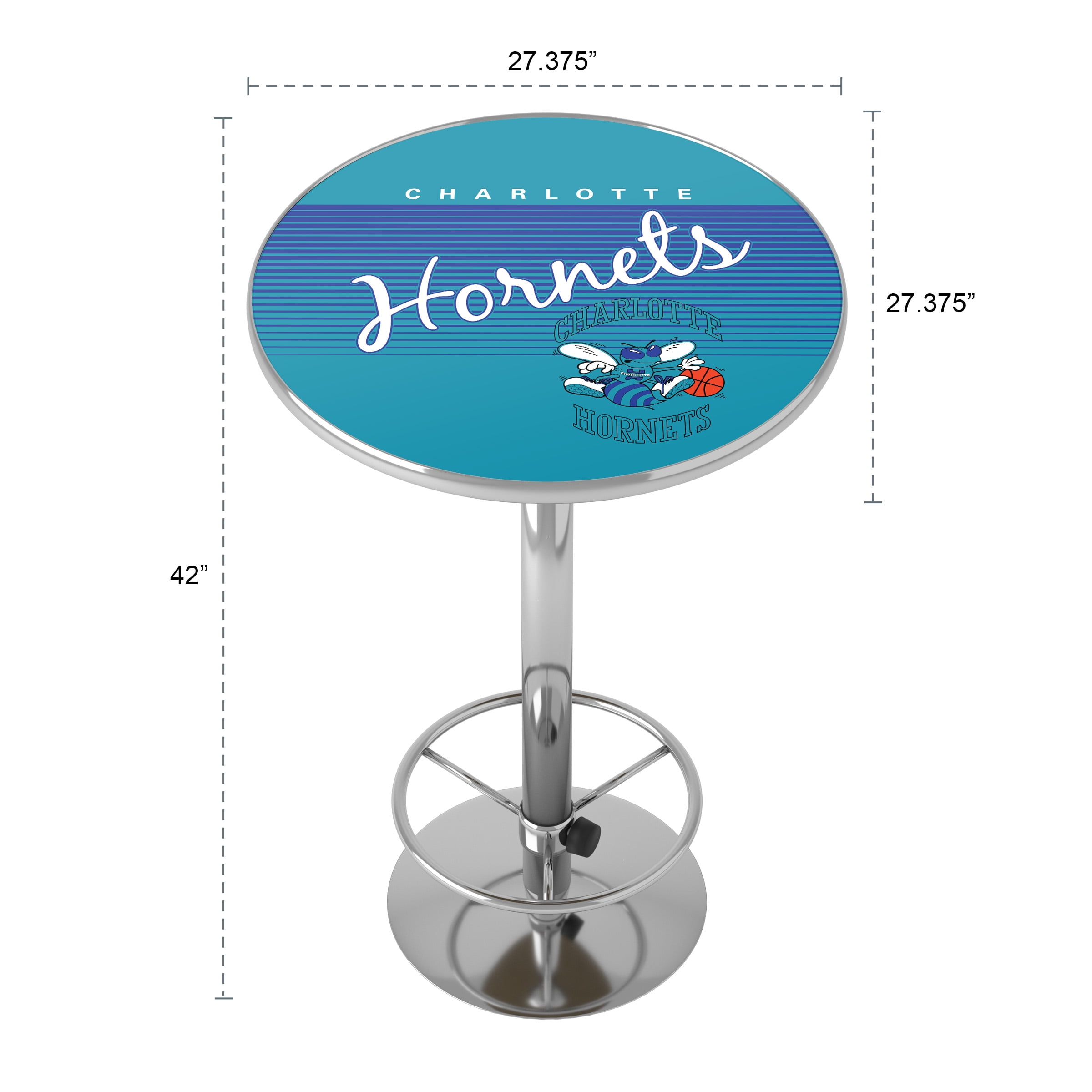 Charlotte Hornets Hardwood Classics Bar Table with Adjustable Footrest and Acrylic Top