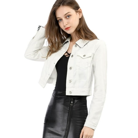 cropped denim jacket sleeves jean basic casual button down