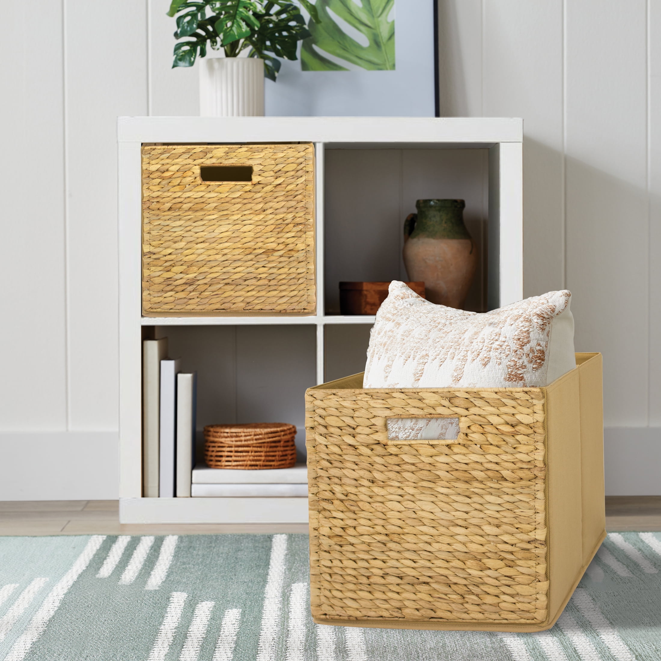 Better Homes & Gardens Fabric Cube Storage Bins (12.75" x 12.75"), Natural, 2 Pack
