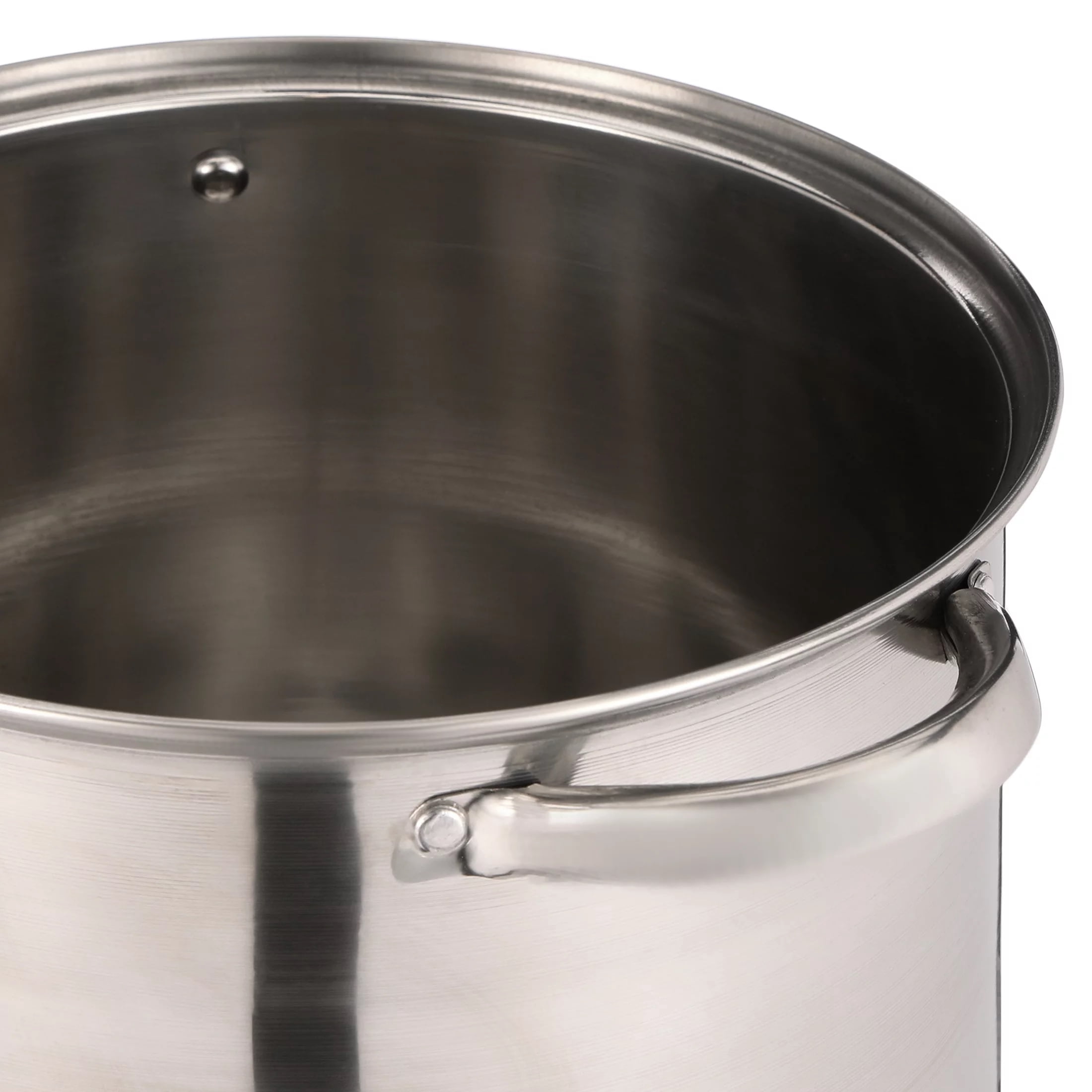Mainstays 16-Quart Stainless Steel Stock Pot with Metal Lid, Riveted Handles, Stay-Cool Design