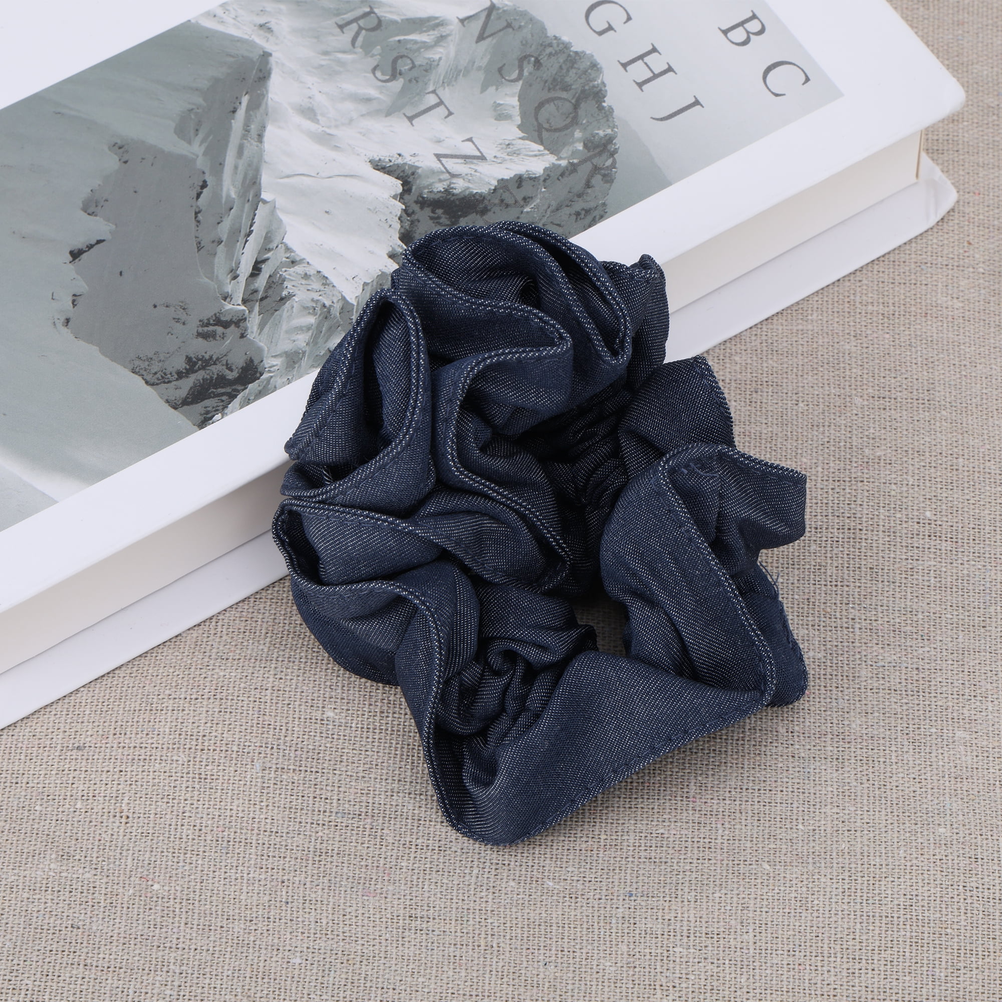 Unique Bargains Solid Denim Hair Ties Fashionable Daily Use Dark Blue Large