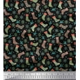 thumbnail image 1 of Soimoi Black polyester Crepe Fabric Snowflakes & Socks Winter Theme Print Fabric by Yard 42 Inch Wide, 1 of 3
