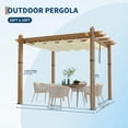thumbnail image 6 of Petyee 10'x10' Outdoor Retractable Pergola with Canopy, Aluminum Pergola with Waterproof Canopy, Modern Outdoor Trellis for Patio Gardens, Wood-Grain Finish,Beige canopy, 6 of 9