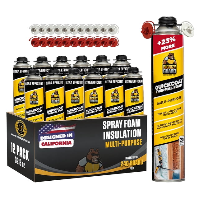 Aislamiento de espuma en spray BIGRIZY GUARD, paquete de 12, 850 ml