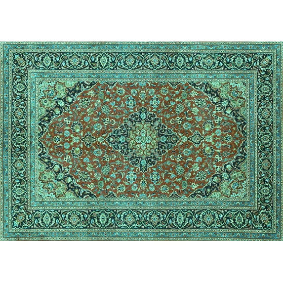 Ahgly Company Indoor Rectangle Persian Turquoise Blue Traditional Area Rugs, 7' x 10'