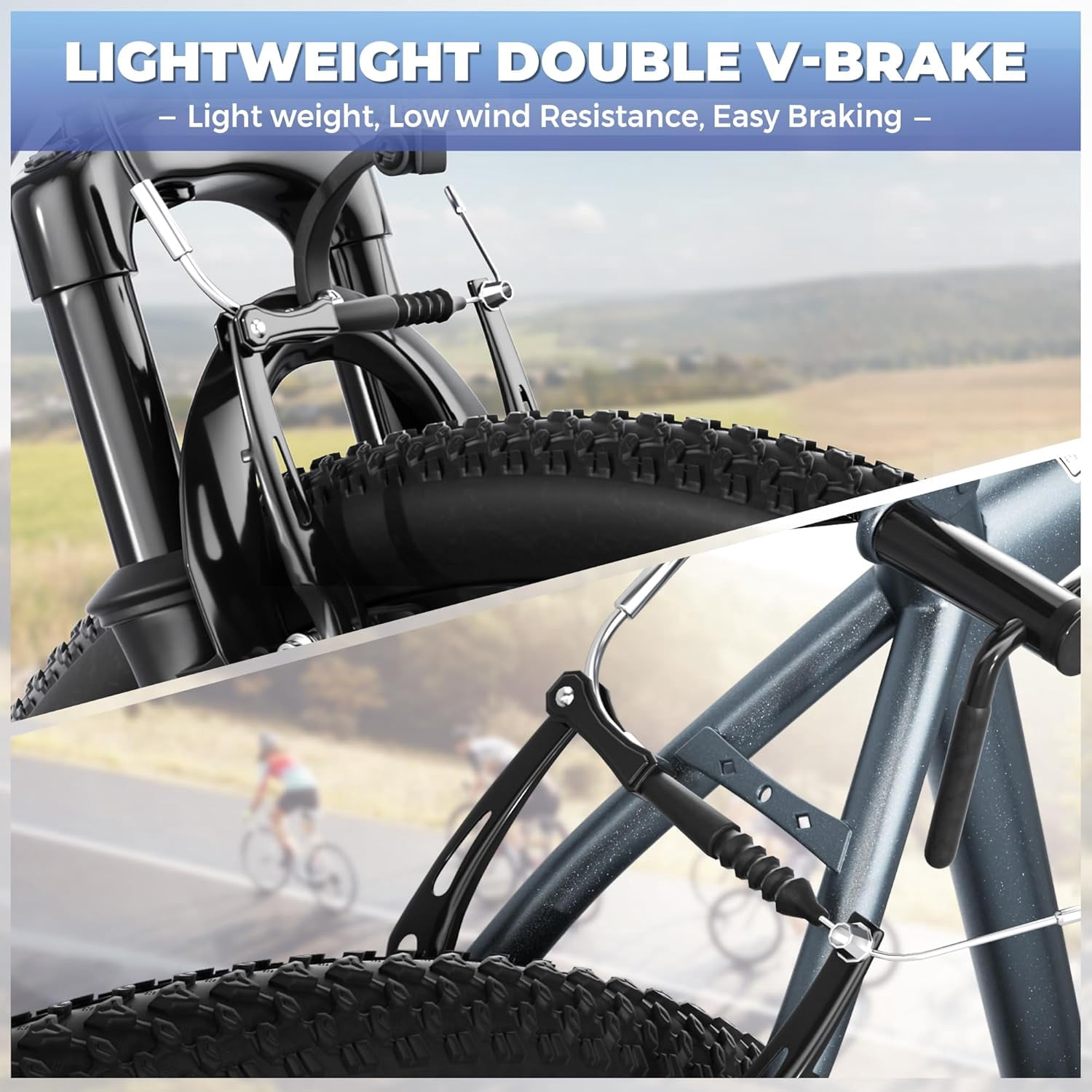 Marknig 26" Mountain Bike 7 Speed Bicycle for Adult with High-Carbon Steel Frame, Dual Disc & V-Brakes, Adjustable Seat for Men and Women, Gray