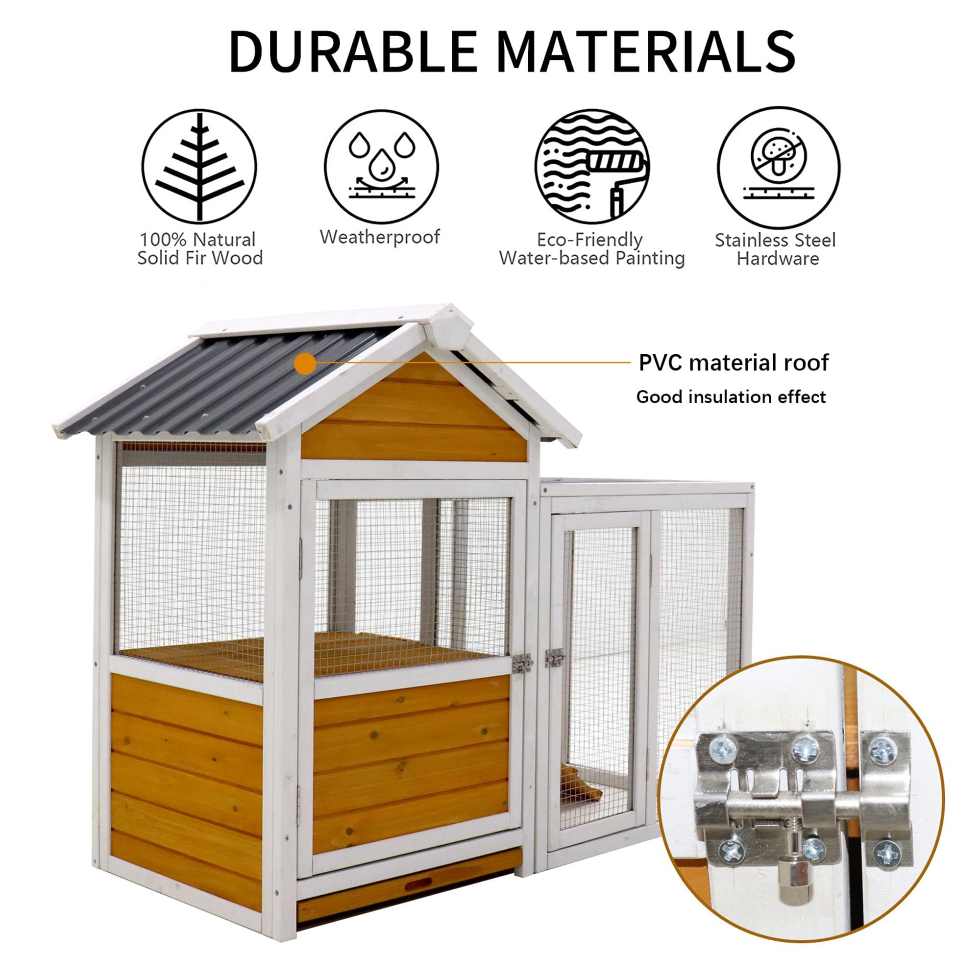 Pefilos 47.5" Outdoor Large Chicken Coop with Waterproof PVC Board, Wood Hen House Duck Coop with Nest Box, Rabbit Hutch for Indoor, Bird Cage, Brown Pefilos 47.5" Outdoor Large Chicken Coop with Waterproof PVC Board, Wood Hen House Duck Coop with Nest Box, Rabbit Hutch for Indoor, Bird Cage, Brown