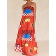 thumbnail image 5 of Musuos Women Casual Tube Dress, Strapless Backless Fruit Print Swing Dress Summer Loose Long Dress, 5 of 8