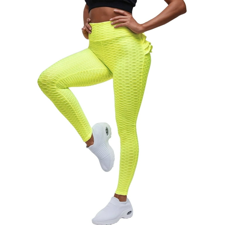 Baocc Yoga Pants Women's Bubble Lifting Exercise Fitness Running High Waist  Yoga Pants Pants for Women Green 