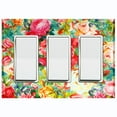 thumbnail image 1 of Metal Light Switch Plate Outlet Cover Colorful Rose Leaves Wallpaper ROS045, 1 of 13
