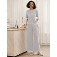 thumbnail image 3 of MINTREUS Women's Cotton 2-Piece Loungewear Short-Sleeve Round-Neck Pullover Top Wide-Leg Pants Women's PJ Casual Set S-4X, 3 of 9