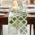 thumbnail image 3 of Sage Green Morocco 120 Inch Table Runner, Vintage Grey Shabby Chic Plaid Farmhouse Dresser Scarf Cotton & Linen Tablerunner for Dining/Kitchen Island/Holiday Party Décor 13" x 120", 3 of 9