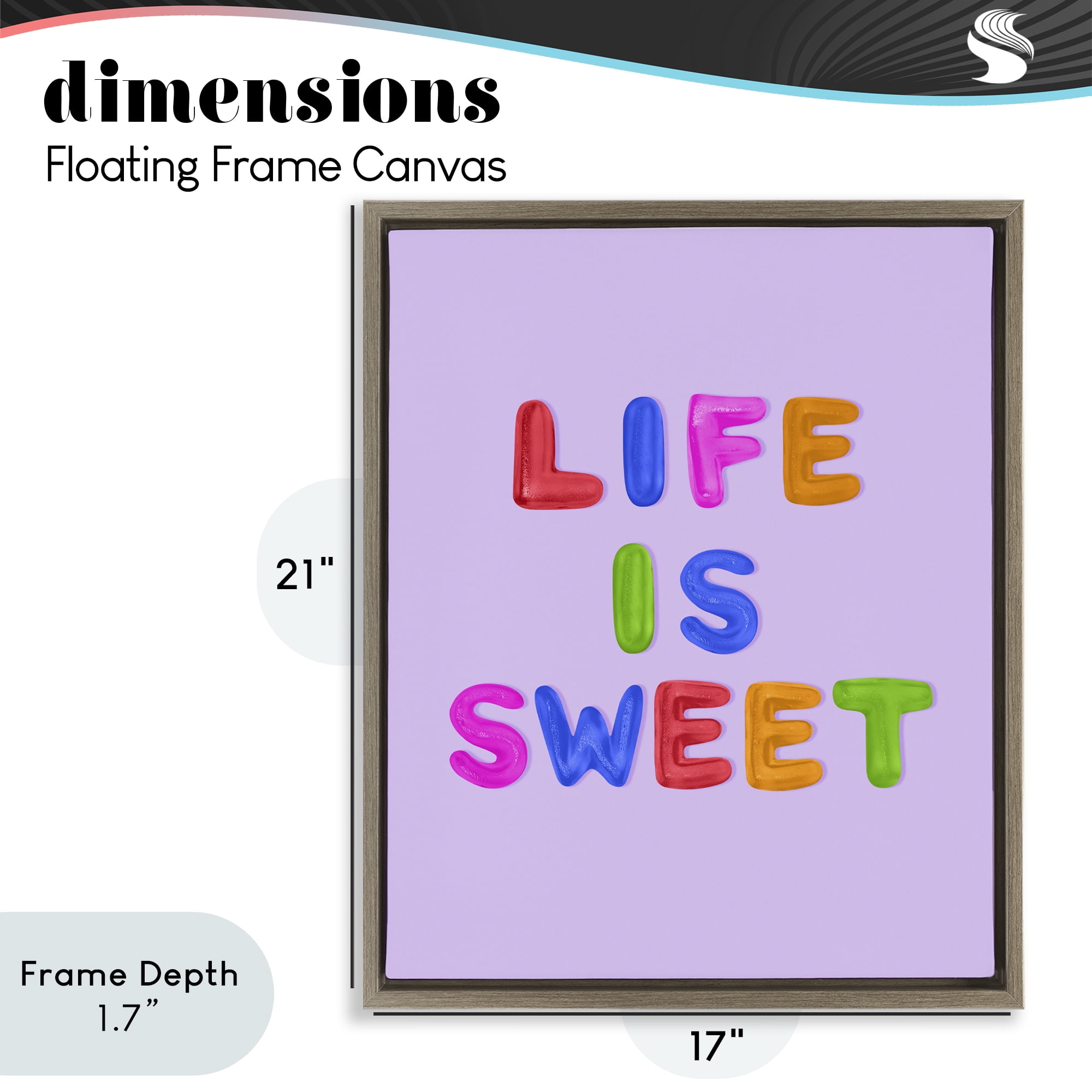 Stupell Industries Life Is Sweet Gummies Brown Framed Floater Canvas Wall Art, design by LISH Creative