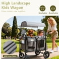 thumbnail image 6 of LINLUX 2 Kids Wagon Stroller, Foldable Outdoor 2-Seat Stroller Wagon, Removable Canopy, 55 Pound, Gray, 6 of 9