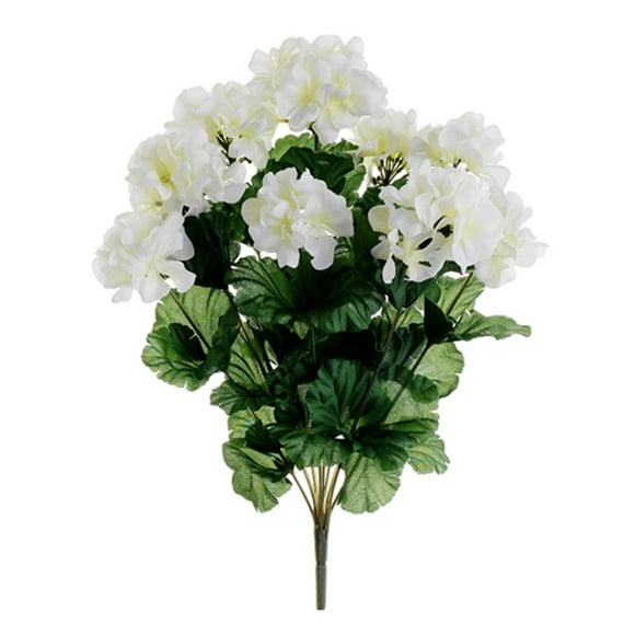 Arcadia Silk Plantation 17"" Geranium Bush X9 White (Pack Of 12)