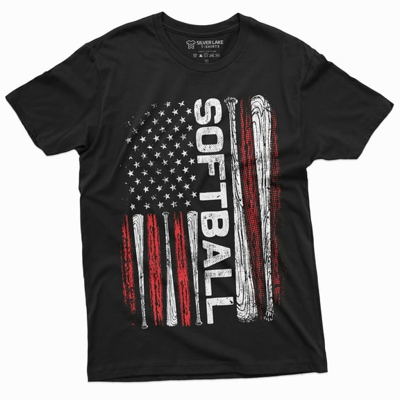 Softball Tshirt American Sports Usa Flag Tee Shirt Bats Us Unisex Womens Mens Tee
