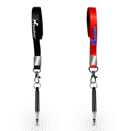 Pair of PROFESSIONAL Dog Whistle To Stop Barking | with PROVEN Training Guide | BEST New Anti Loss Version | FREE Lanyard | 100% | Red and Black