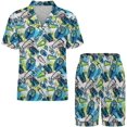 thumbnail image 2 of PRIYAL Men's Short Sleeve Pajama Sets Button Down Collar Sleepwear Soft Lounge Pjs Set Lightweight Men's Outfits, 2 of 9