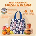 thumbnail image 5 of Pioneer Flower Floral Print Pattern Insulated Lunch Bag for Women & Adults,Large Portable Soft Cooler Lunch Bag,Thermal Food Storage Tote with Pearl Cotton,8.66L,8.75x5.75x9.5 Inch, 5 of 6