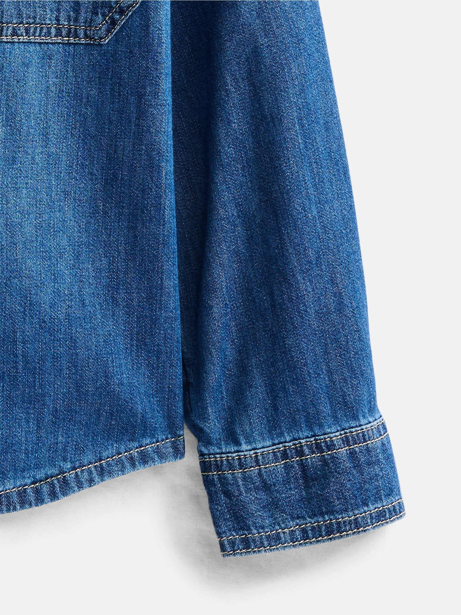Wonder Nation Girls Denim Shirt with Long Sleeves, Sizes 4-18 & Plus