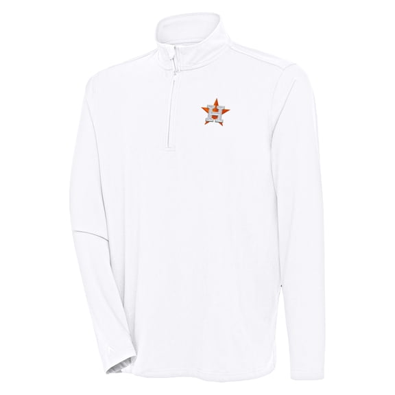 Men's Antigua White Houston Astros Hunk Quarter-Zip Pullover Top