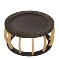 thumbnail image 6 of 35.43"Vintage Rattan Solid Wood Round Coffee Table, Curved Legs Boho Accent Table for Dining Room, Kitchen And Living Room,Black Brown, 6 of 9