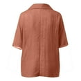 thumbnail image 5 of Wyobmus Womens Loose Fit Linen Shirts 3/4 Sleeve Summer T-Shirt 2025 Trendy Criss Cross V Neck Beach Vacation Blouse S-3X Orange, 5 of 5