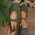 thumbnail image 3 of Gpaecead Women's Low Cut Mary Jane Shoes Round Toe Faux Suede Elastic Strap Comfort Versatile Casual Flats, Green, 3 of 8