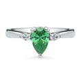thumbnail image 2 of BERRICLE Sterling Silver 3-Stone Green Pear Cut Cubic Zirconia CZ Fashion Anniversary Ring for Women, Rhodium Plated 0.8 Carat Size 6, 2 of 9