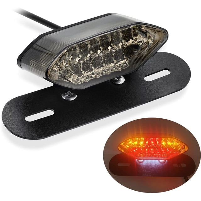 12V 16 LED Universal Motorcycle Integrated Brake Tail Running Light Turn Signla License Plate Lamp (Smoked Black Cover)
